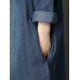 Women Long Sleeve Doll Collar Denim Blue Long Shirt Dress