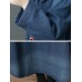 Women Long Sleeve Doll Collar Denim Blue Long Shirt Dress