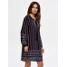 Folk Style Women Print Bandage Long Sleeve Mini Dresses