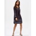 Folk Style Women Print Bandage Long Sleeve Mini Dresses