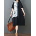 Folk Style Floral Print O-neck Short Sleeve Dress