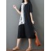 Folk Style Floral Print O-neck Short Sleeve Dress