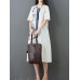Folk Style Floral Print O-neck Short Sleeve Dress