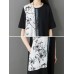 Folk Style Floral Print O-neck Short Sleeve Dress