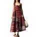 Women Sleeveless Spaghetti Strap Printed Loose Retro Maxi Dresses