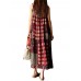 Women Sleeveless Spaghetti Strap Printed Loose Retro Maxi Dresses