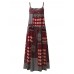 Women Sleeveless Spaghetti Strap Printed Loose Retro Maxi Dresses