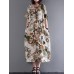 Women Vintage Retro Short Sleeve Cotton Floral Maxi Dress