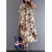 Women Vintage Retro Short Sleeve Cotton Floral Maxi Dress