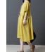 Women Short Sleeve O-neck Vintage Pleated Dress