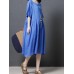 Women Short Sleeve O-neck Vintage Pleated Dress