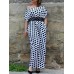 Women Polka Dot Print Off Shoulder Long Maxi Dress