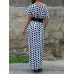 Women Polka Dot Print Off Shoulder Long Maxi Dress