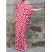 Women Polka Dot Print Off Shoulder Long Maxi Dress