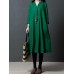 Vintage Long Sleeve Solid Color Linen Cotton Dress