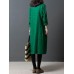 Vintage Long Sleeve Solid Color Linen Cotton Dress