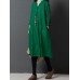 Vintage Long Sleeve Solid Color Linen Cotton Dress