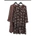 Women Floral Printed Chiffon Long Sleeve Dress Women Floral Printed Chiffon Long Sleeve Dress