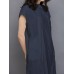 Women Short Sleeve Side Button Solid Casual Dress