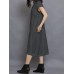 Women Short Sleeve Side Button Solid Casual Dress