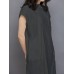 Women Short Sleeve Side Button Solid Casual Dress