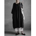 Women Vintage Solid Color Cotton Half Sleeve Dress