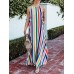 Women Striped Halter V-neck Sleeveless Dress Women Striped Halter V-neck Sleeveless Dress