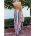 Women Striped Halter V-neck Sleeveless Dress Women Striped Halter V-neck Sleeveless Dress
