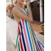 Women Striped Halter V-neck Sleeveless Dress Women Striped Halter V-neck Sleeveless Dress