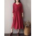 Vintage Plate Buckle V-neck High Drawstring Waist Dress