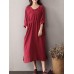 Vintage Plate Buckle V-neck High Drawstring Waist Dress