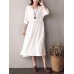 Vintage Plate Buckle V-neck High Drawstring Waist Dress