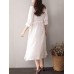 Vintage Plate Buckle V-neck High Drawstring Waist Dress