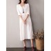 Vintage Plate Buckle V-neck High Drawstring Waist Dress