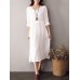 Vintage Plate Buckle V-neck High Drawstring Waist Dress