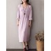 Vintage Plate Buckle V-neck High Drawstring Waist Dress