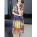 Elegant Women Floral Print Crew Neck Short Sleeve Dress