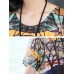 Elegant Women Floral Print Crew Neck Short Sleeve Dress
