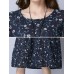 Casual Women Cotton Floral Printed Loose Long Sleeve O-Neck Dress