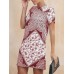 Women Short Sleeve Round Neck Floral Casual Mini Dress