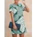 Women Short Sleeve Round Neck Floral Casual Mini Dress