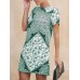 Women Short Sleeve Round Neck Floral Casual Mini Dress