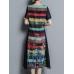 Vintage Women Floral Print O-neck Loose Irregular Hem Chiffon Dress