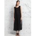 Women Sleeveless O-neck Patchwork Split Dress