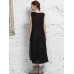 Women Sleeveless O-neck Patchwork Split Dress