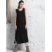 Women Sleeveless O-neck Patchwork Split Dress