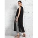 Women Sleeveless O-neck Patchwork Split Dress