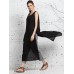 Women Sleeveless O-neck Patchwork Split Dress