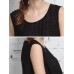 Women Sleeveless O-neck Patchwork Split Dress