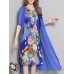 Women Summer Floral Print Two Pieces Sets O-neck Loose Chiffon Dress Women Summer Floral Print Two Pieces Sets O-neck Loose Chiffon Dress